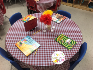 Picture of book tasting table set-up