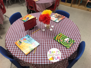 Picture of book tasting table set-up