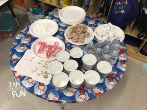 Picture of food - candy canes, donuts, hot chocolate