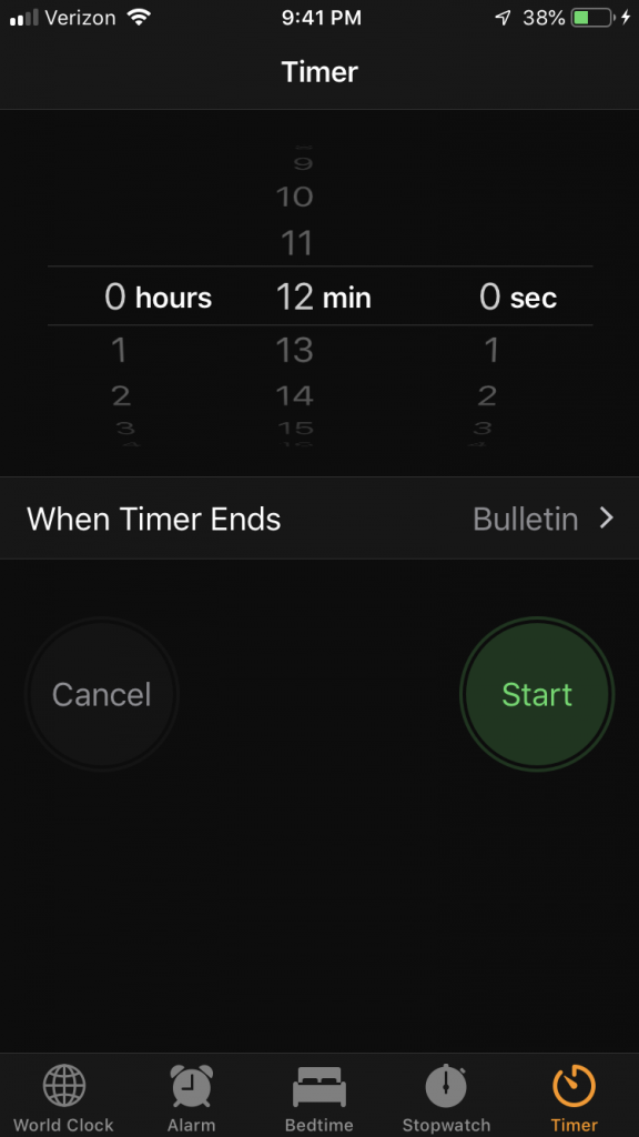 Timer from iPhone