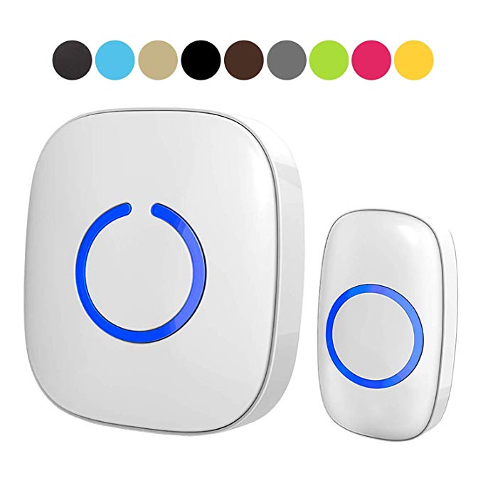 Picture of a white wireless doorbell from Amazon.