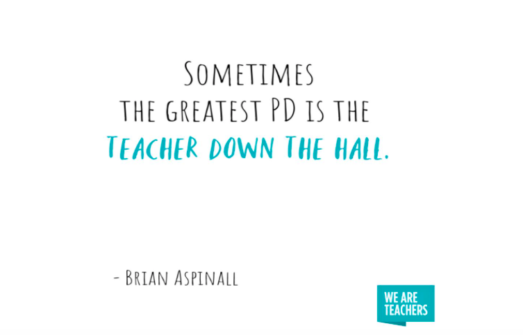 Meme from We Are Teachers - "Sometimes the greatest PD is the teacher down the hall."
