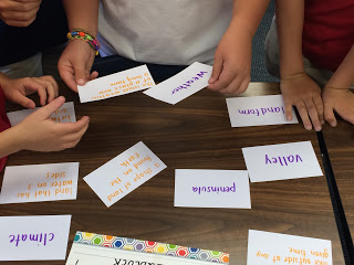 Picture of a sorting activity during Morning Meeting