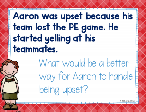 Picture of scenario card with a clipart of a boy