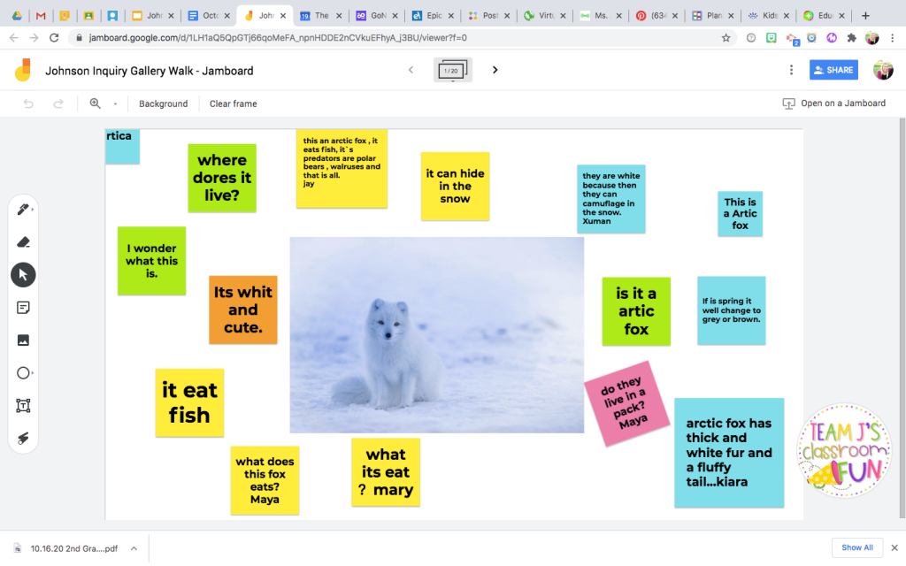 Virtual Gallery Walk using Jamboard