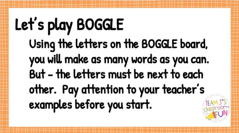 Image of Boggle Directions for activites