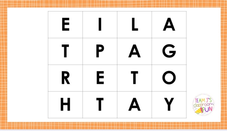 Image of Boggle Board for Morning Meeting Activities