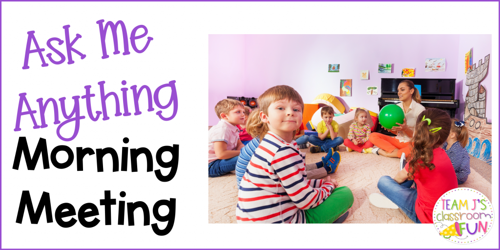 Ask Me Anything - Morning Meeting. Photo of class sitting in a circle with boy looking at camera.
