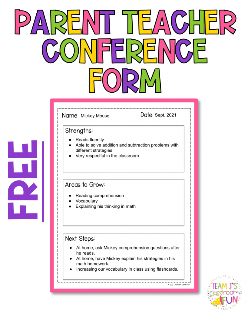 Picture of Parent Teacher Conference Form