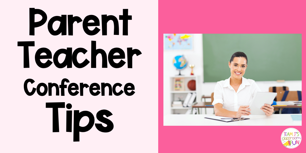 Header for Parent Teacher Conference blog with photo of a teacher sitting.