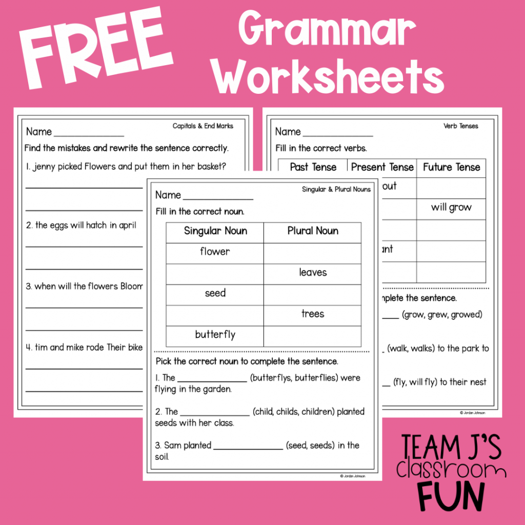 Photo of FREE Grammar Worksheets