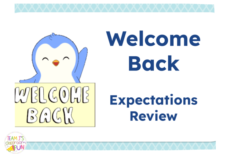 photo of introduction slide with penguin saying welcome back